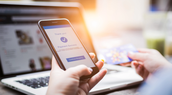 Photos of online payment being submitted and accepted